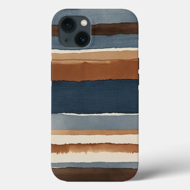 Coques Case-Mate iPhone Rouille bleu denim et rayures marron (Verso)