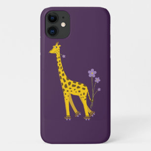 Coque Case-Mate Pour iPhone Rouleau violet Patinage drôle Cartoon Giraffe