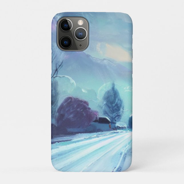 Coques Case-Mate iPhone Route d'hiver à Dusk avec arbres nus (Dos)