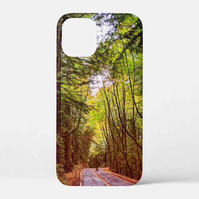 Coques Case-Mate iPhone Route humide à travers les arbres verts à l'automn (Verso)