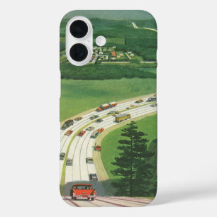 Coque Pour iPhone 16 Routes Scéniques Américaines Vintage, Road Trip en