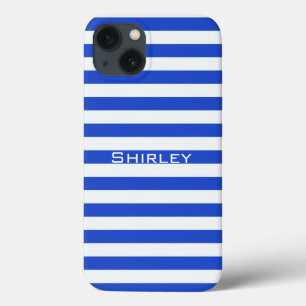 Case-Mate iPhone Case Royal Blue Combination Stripes by Shirley Taylor