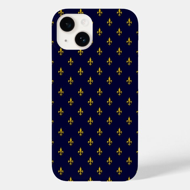 Coques Case-Mate iPhone Royal Blue Fleur De Lis Motif (Verso)