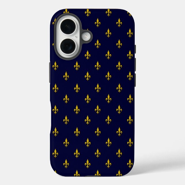 Coques Case-Mate iPhone Royal Blue Fleur De Lis Pattern (Verso)