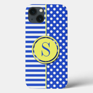Case-Mate iPhone Case Royal Blue Pois et stries-Monogram STaylor