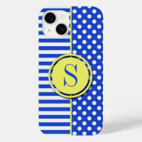 Royal Blue Pois et stries-Monogram STaylor