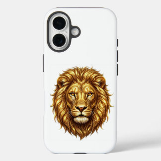 Coque Pour iPhone 16 Royal Golden Lion Face - Bold Wild Animal Design