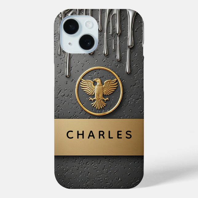Coques Case-Mate iPhone 🦅 Royal Liquid Gold Eagle  Metallic Drip Luxury ✨ (Verso)