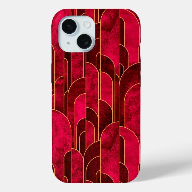 Coques Case-Mate iPhone Royal Red and Gold Art Déco Motif (Verso)
