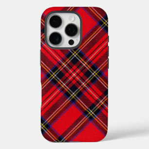Coque iPhone 16 Pro Royal Stewart tartan rouge noir plaid