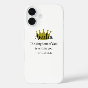 Coque Pour iPhone 16 Royaume de Dieu Nom de verset biblique et couronne