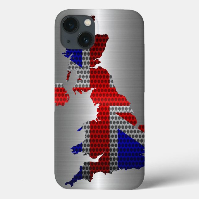 Coques Case-Mate iPhone Royaume-Uni Drapeau et carte acier Trou métallique (Verso)