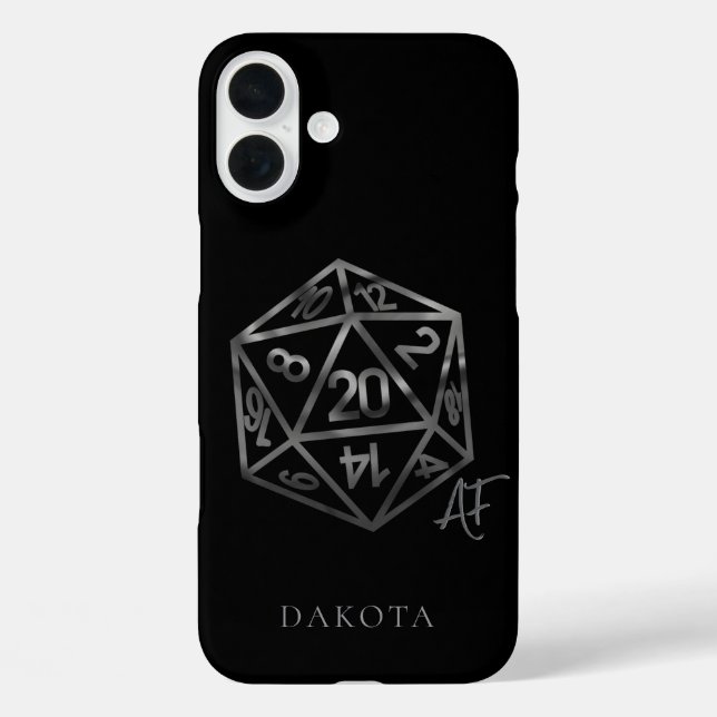 Coques Case-Mate iPhone RPG Crit AF | Silver Fantasy Tabletop Gamer Dice (Verso)