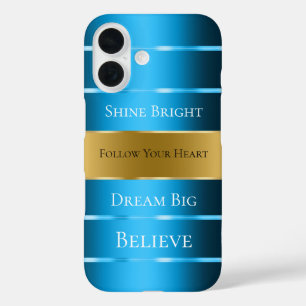 Coque Pour iPhone 16 Ruban bleu glam or