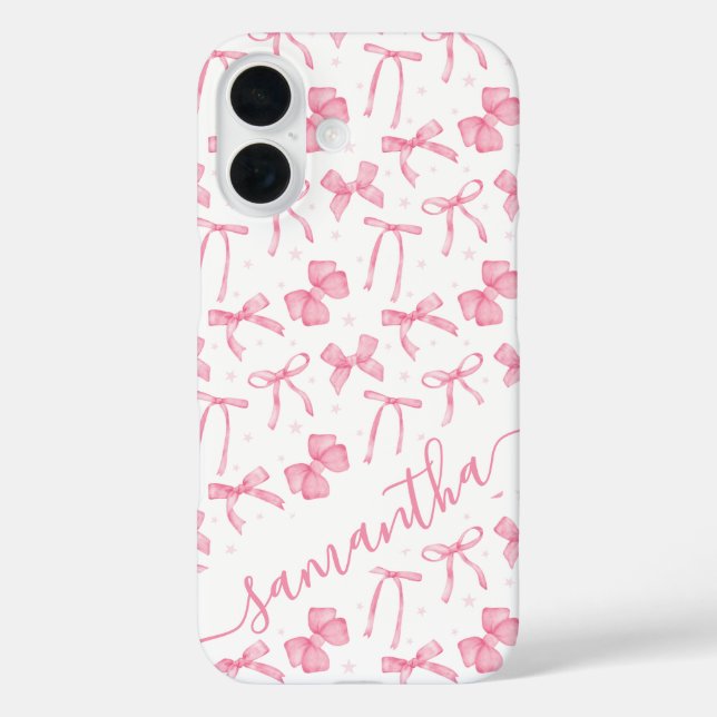 Coques Case-Mate iPhone Ruban Coquette Rose Esthétique Nom Personnalisé  (Verso)