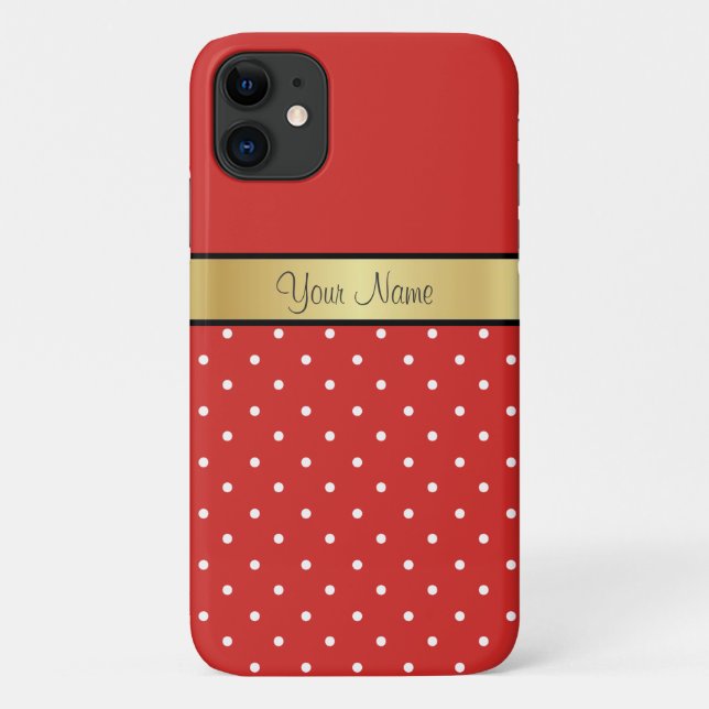 Coques Case-Mate iPhone Ruban d'or glamour Tomate rouge, Pois blancs (Dos)