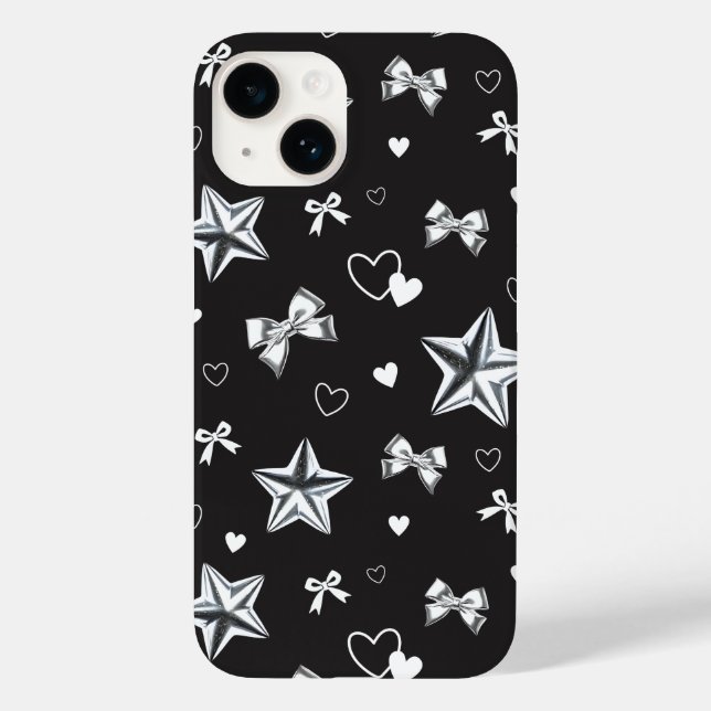Coques Case-Mate iPhone Ruban en forme de cœur avec étoile métallique moti (Verso)