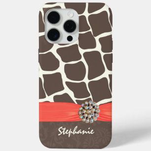 Coque Case-Mate iPhone Ruban imprimé Motif Giraffe et strass