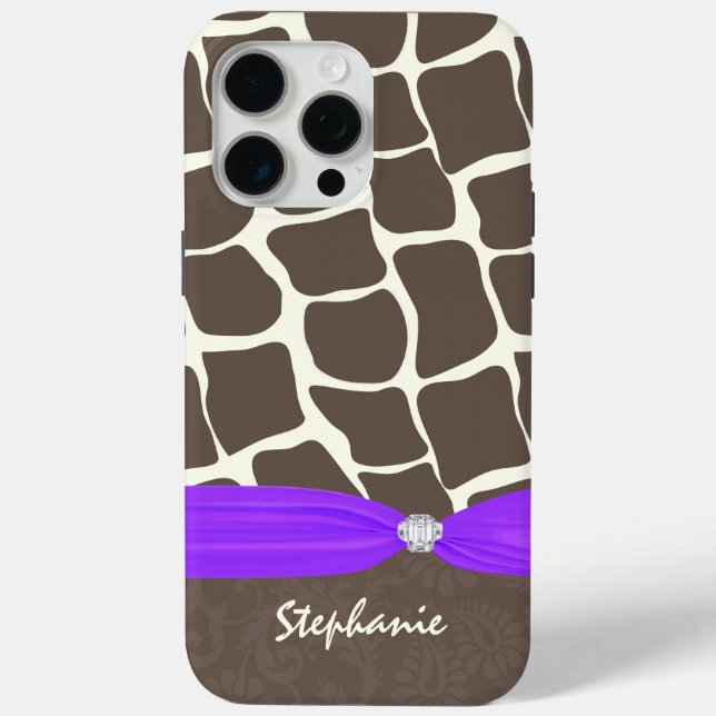 Coques Case-Mate iPhone Ruban imprimé Motif Giraffe et strass (Verso)