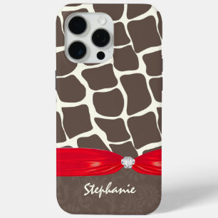 Coque Case-Mate iPhone Ruban imprimé Motif Giraffe et strass