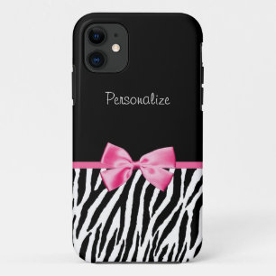 Coques Pour iPhone Ruban noir et blanc à la mode de rose d'impressio