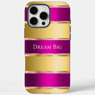Coque iPhone 16 Pro Max Ruban rose glam Gold Chic