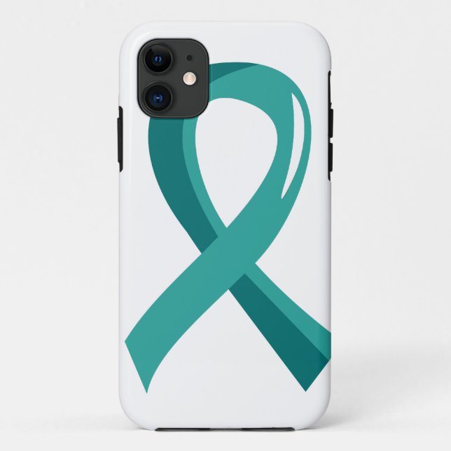 Coques Case-Mate iPhone Ruban turquoise 3 de Cancer ovarien (Dos)