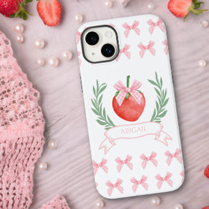 Coque Case-Mate iPhone Rubans à carreaux roses fraise Preppy personnalisé