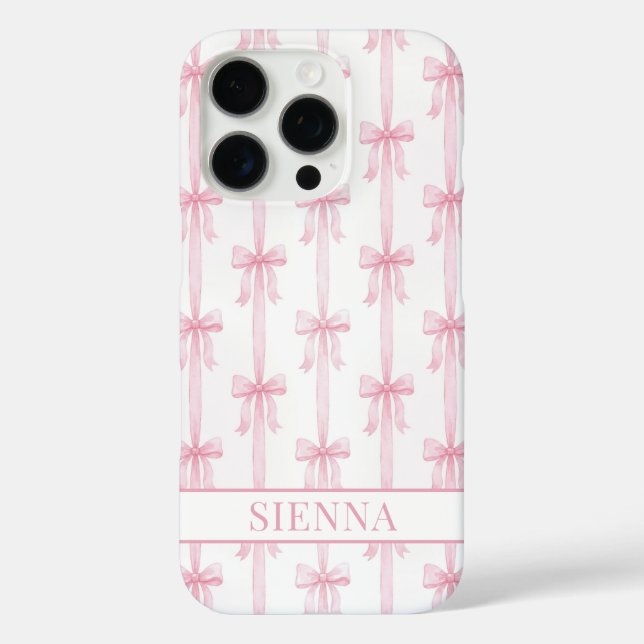 Coques Case-Mate iPhone Rubans Coquette Rose Monogrammés Rayés (Verso)