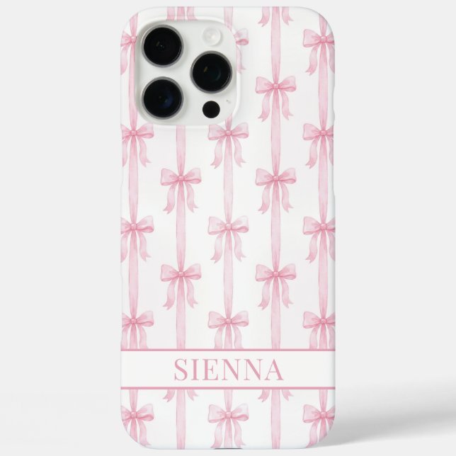 Coques Case-Mate iPhone Rubans Coquette Rose Monogrammés Rayés (Verso)
