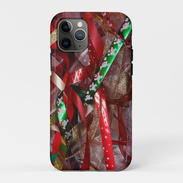 Coques Case-Mate iPhone Rubans de Noël Rouge Vert et Or Vacances (Dos)