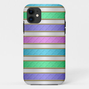 Coque Case-Mate iPhone Rubans multicolores rayures en rose bleu violet