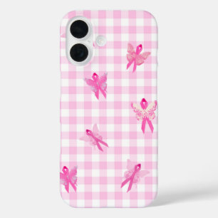 Coque Pour iPhone 16 Rubans rose Papillon pour le cancer du sein surviv