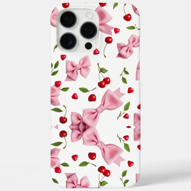 Coques Case-Mate iPhone Rubans roses mignons et cerises (Verso)