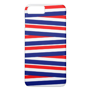 Coque iPhone 8 Plus/7 Plus Rubans Rouges, Blancs et Bleus