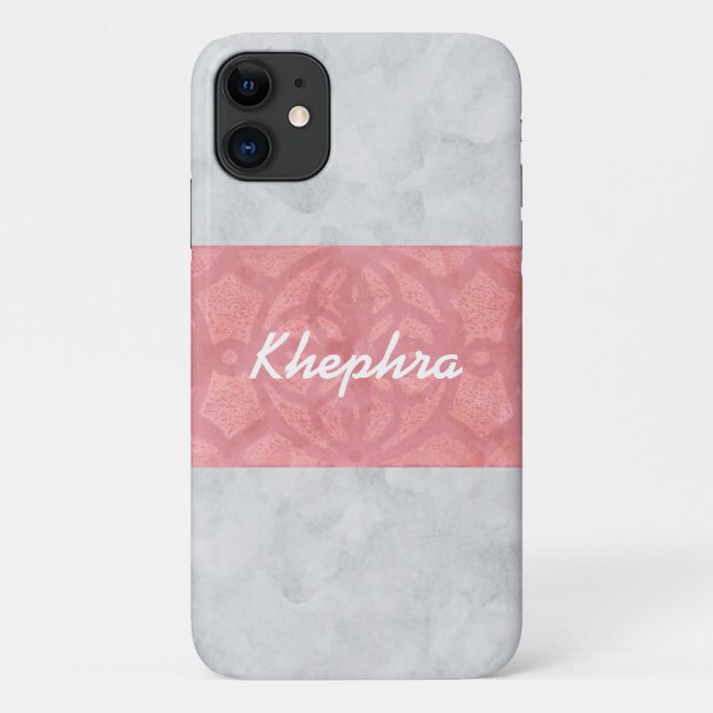 Coques Case-Mate iPhone Ruddy rose Batik gris Aquarelle Nom (Dos)