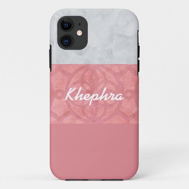 Coques Case-Mate iPhone Ruddy rose Batik gris Aquarelle Nom (Dos)