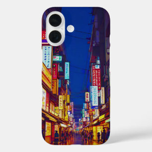 Coque Pour iPhone 16 Rue de ville japonaise la nuit