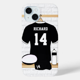 Coque Case-Mate iPhone Rugby personnalisé Jersey noir et blanc