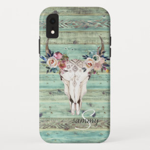 Case-Mate iPhone Case Russe Ouest Turquoise Bois Vache Monogramme crâne