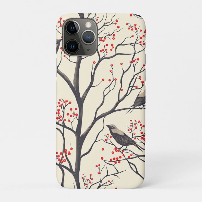 Coques Case-Mate iPhone Rustic Bird et Poinsettia Motif de Noël (5) (Dos)