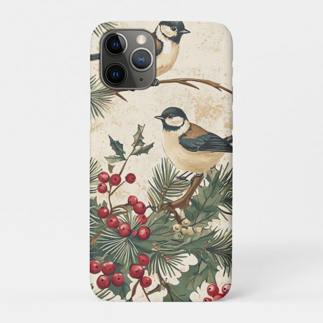 Coques Case-Mate iPhone Rustic Bird et Poinsettia Motif de Noël (8) (Dos)