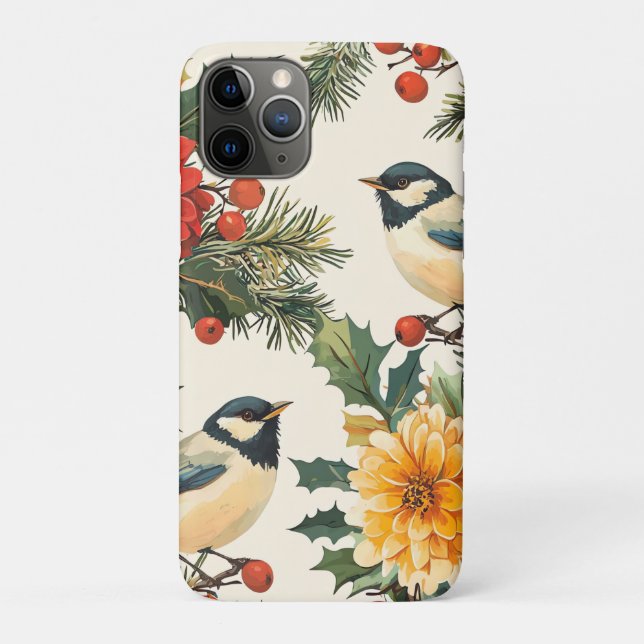 Coques Case-Mate iPhone Rustic Bird et Poinsettia Motif de Noël (9) (Dos)