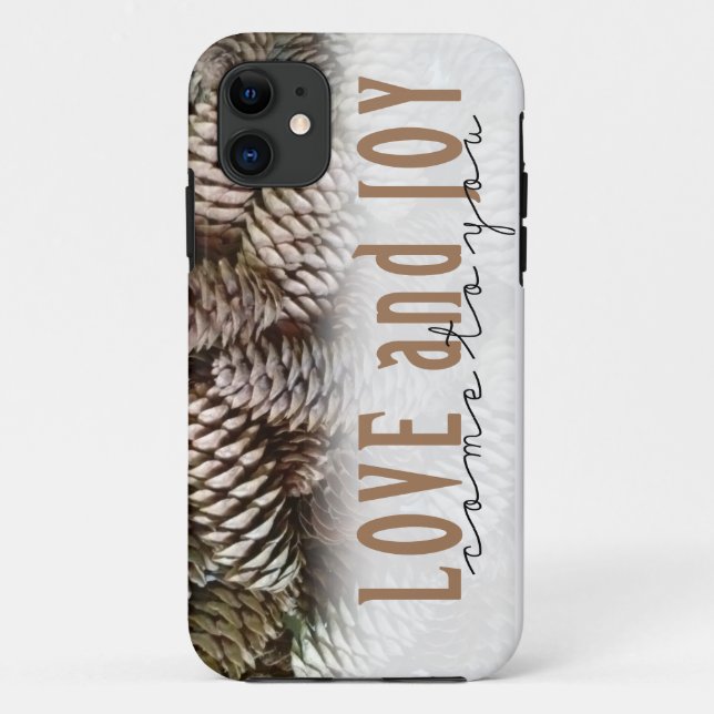 Coques Case-Mate iPhone Rustic Holiday Love and Joy Pine Cone (Dos)