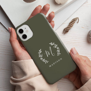 Coque Case-Mate iPhone Rustic Laurel Script Monogramme Nom Coque-Mate iPh