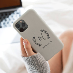Coque Case-Mate iPhone Rustic Laurel Script Monogramme Nom Coque-Mate iPh