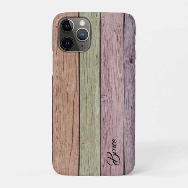 Coques Case-Mate iPhone Rustic Pastel Bois Plank Nom personnalisable (Dos)