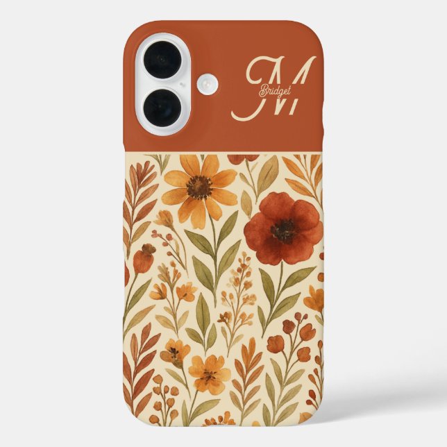 Coques Case-Mate iPhone Rustique Automne vibes d'automne & Monogramme flor (Verso)