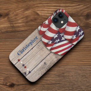 Case-Mate iPhone Case Rustique Bois Patriotique Rouge Blanc Personnalisé