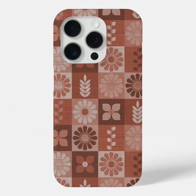 Coques Case-Mate iPhone Rustique Brown Burlap Flowers Feuille Motif (Verso)